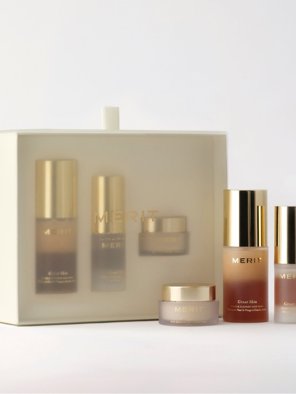 Brand New Merit Mini Great Skin Trio - face wash, glow serum, moisturizer